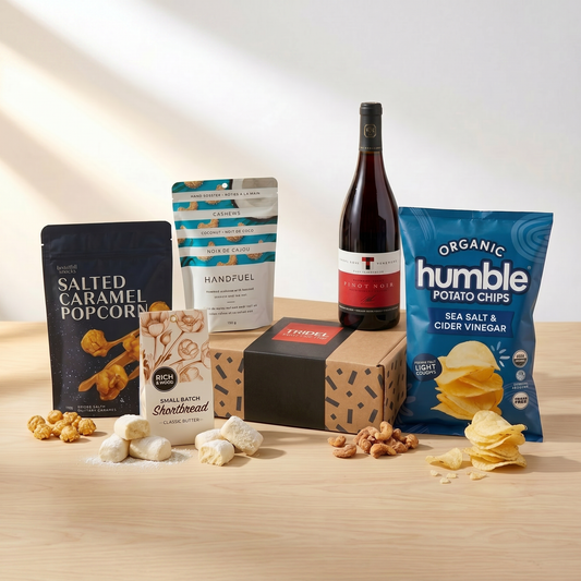 Tridel curated snacks with red wine